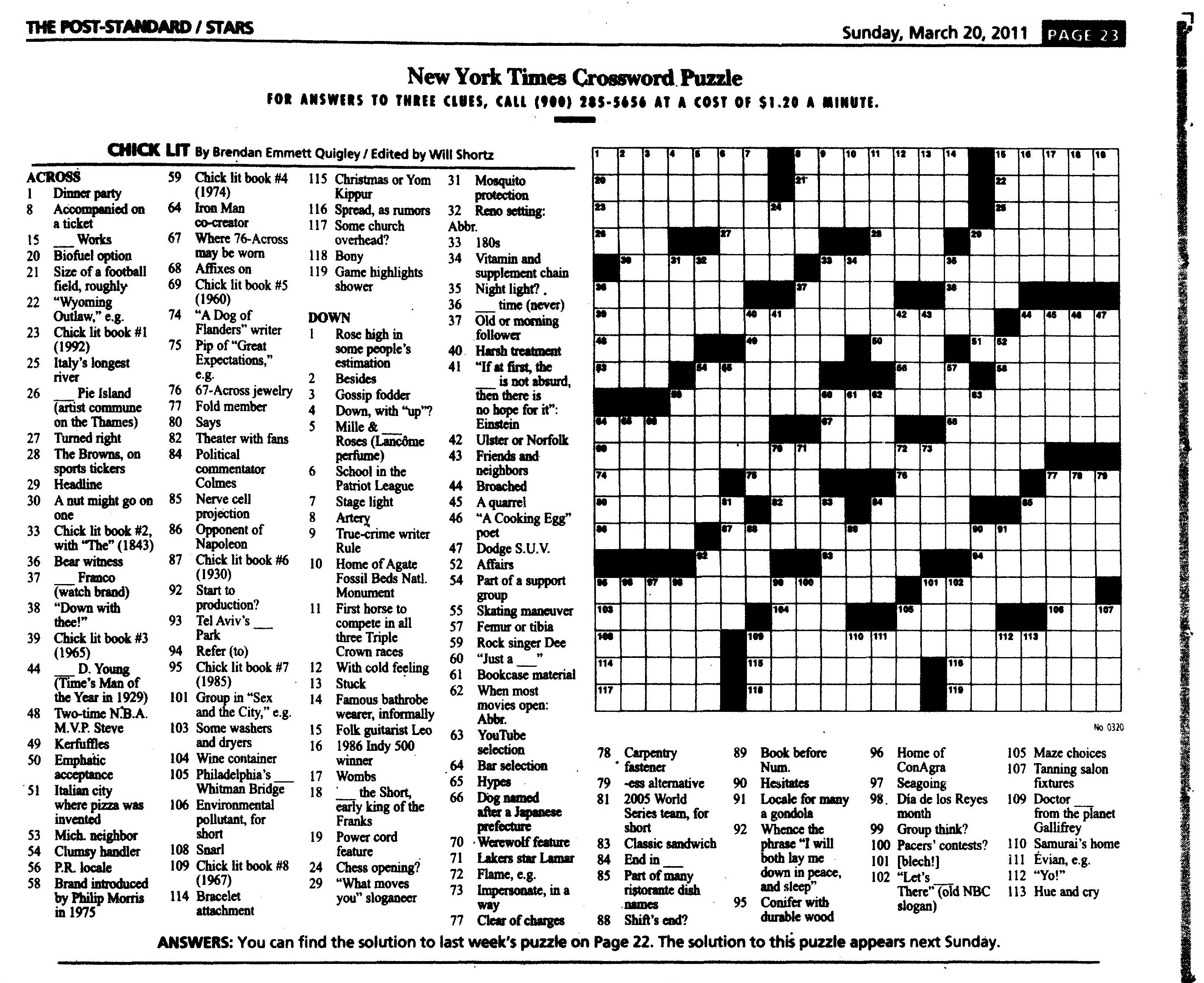 nyt daily crossword