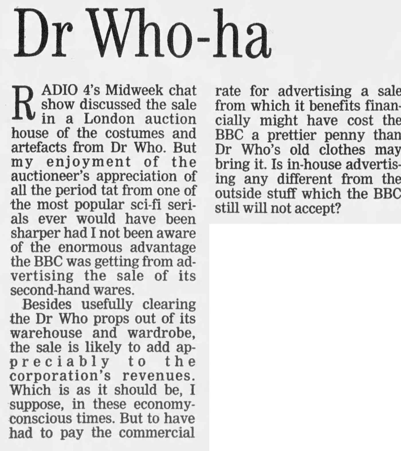 Dr Who Ha London Evening Standard The Doctor Who Cuttings Archive