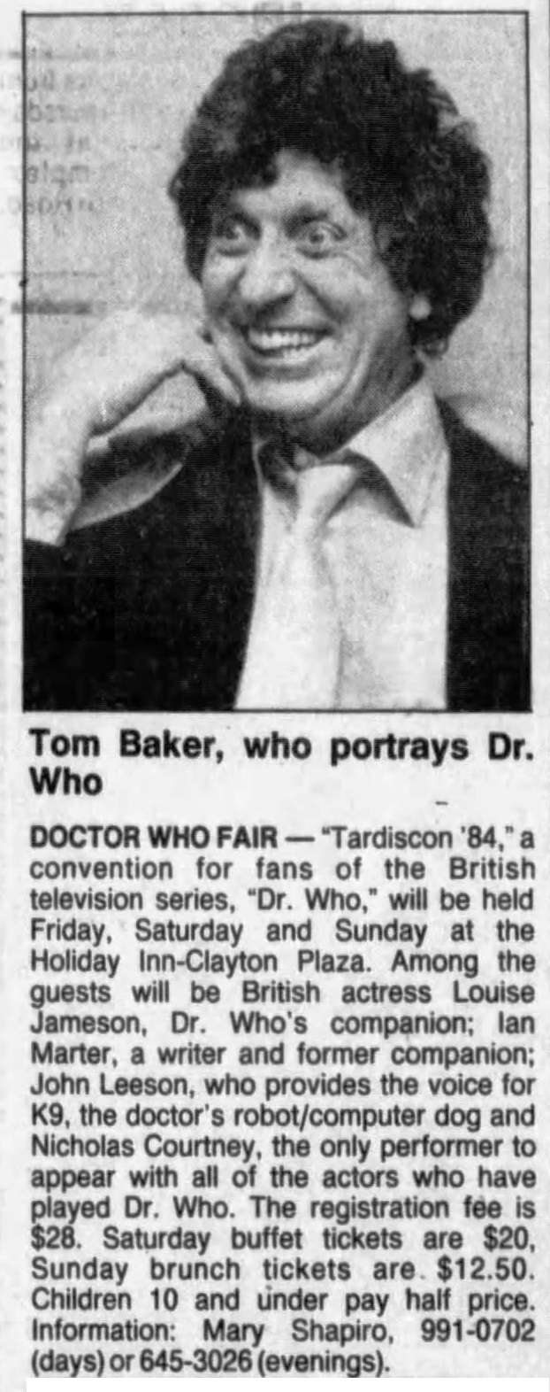 Tom Baker, who portrays Dr Who - The Doctor Who Cuttings Archive