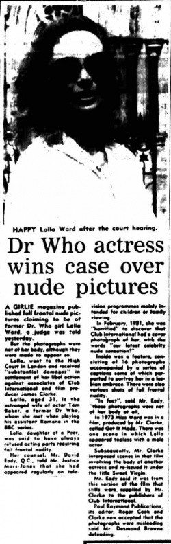 Dr Who actress wins case over nude pictures - The Doctor Who Cuttings  Archive