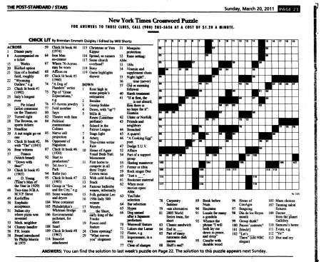 New York Times Crossword Puzzle No 0320 The Doctor Who Cuttings Archive